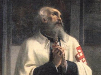 Portrait de Bartolo Longo, Chevalier Grand-Croix de l'Ordre, en prière