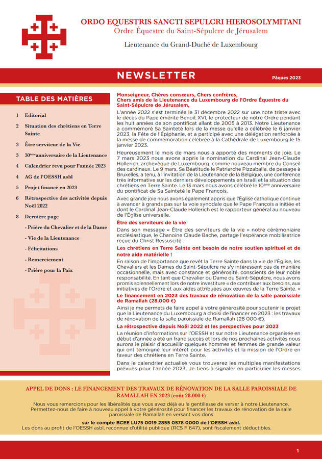 Couverture de la newsletter Pâques 2023