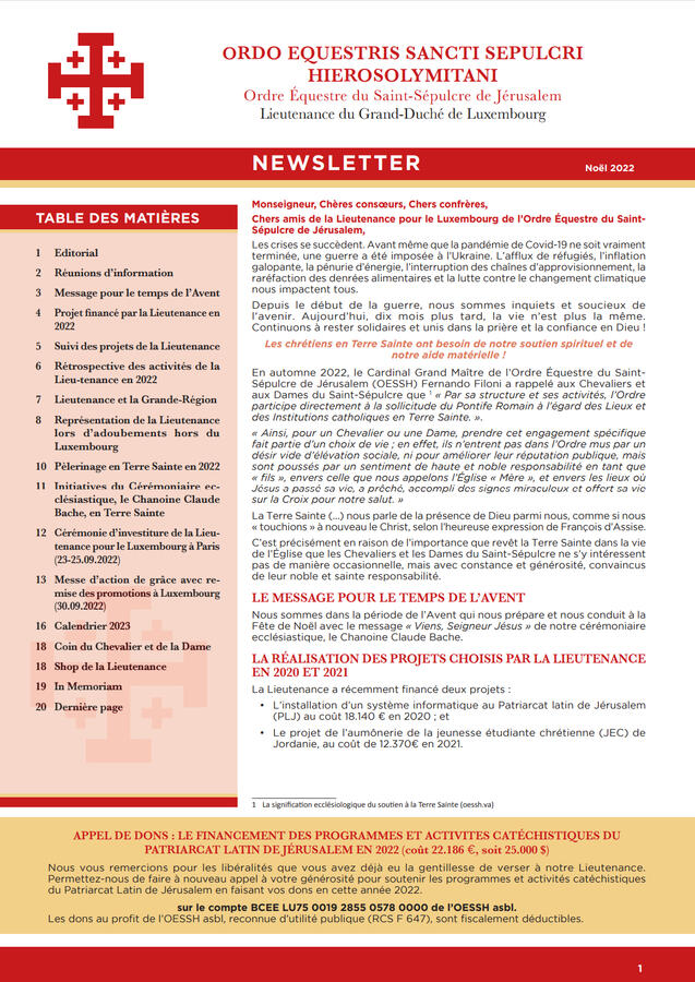Couverture de la newsletter Noël 2022