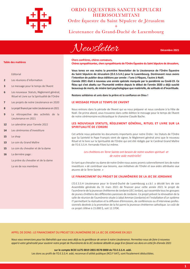 Couverture de la newsletter Noël 2021